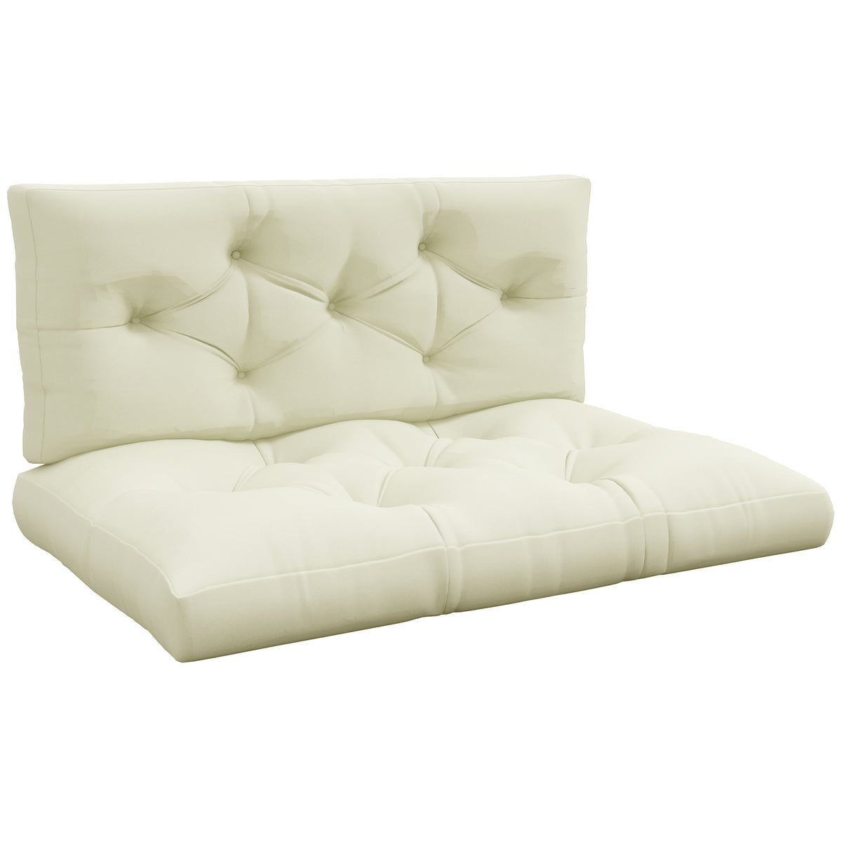Outsunny Sitzpolster Sitzkissen Polsterauflage, mit Knopfheftung, 120 x 80 x 12 cm, Cremeweiß