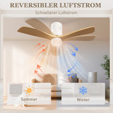 HOMCOM Deckenventilator mit LED-Licht, 6 Geschwindigkeiten, Fernbedienung, Hellbraun – Produktabbildung 7