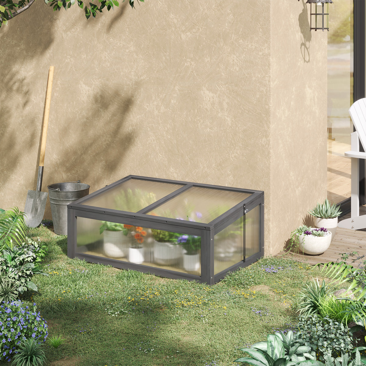 Outsunny Mini-Gewächshaus, Kleines Gewächshaus für den Garten, mit PC-Platten, Gute Lichtdurchlässigkeit – Produktabbildung 2