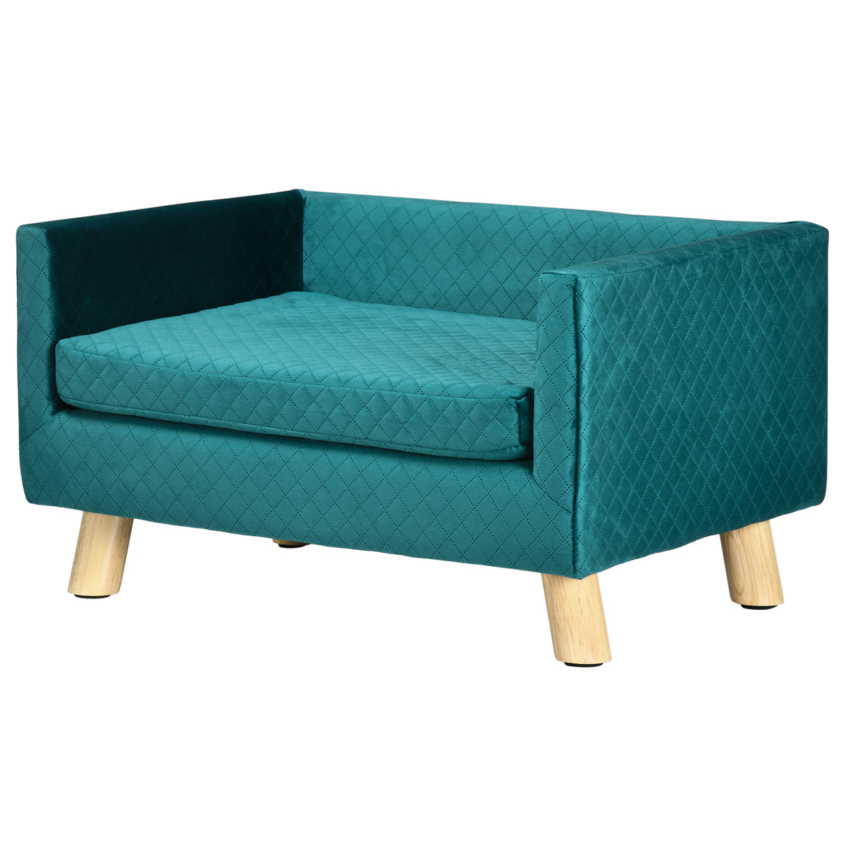 PawHut Hundesofa Hundebett Hundecouch aus Samt mit Rückenlehne, Holzbeine, Kissen, bis zu 8 kg 64 x 45 x 36