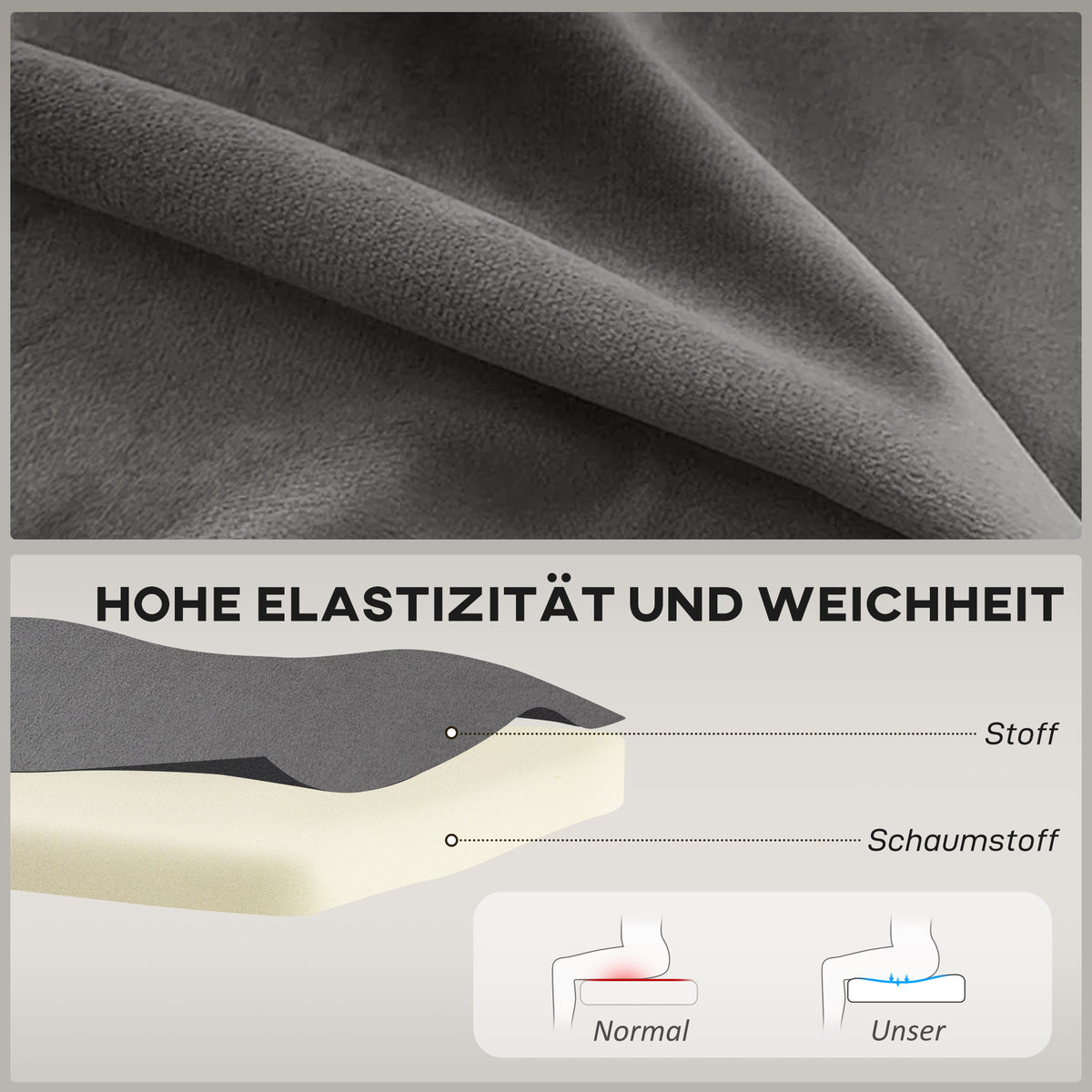 HOMCOM Sofa Retrodesign 2-Sitzer-Sofa, Holzbeine, 117 cm x 56,5 cm x 77 cm, Dunkelgrau – Produktabbildung 5