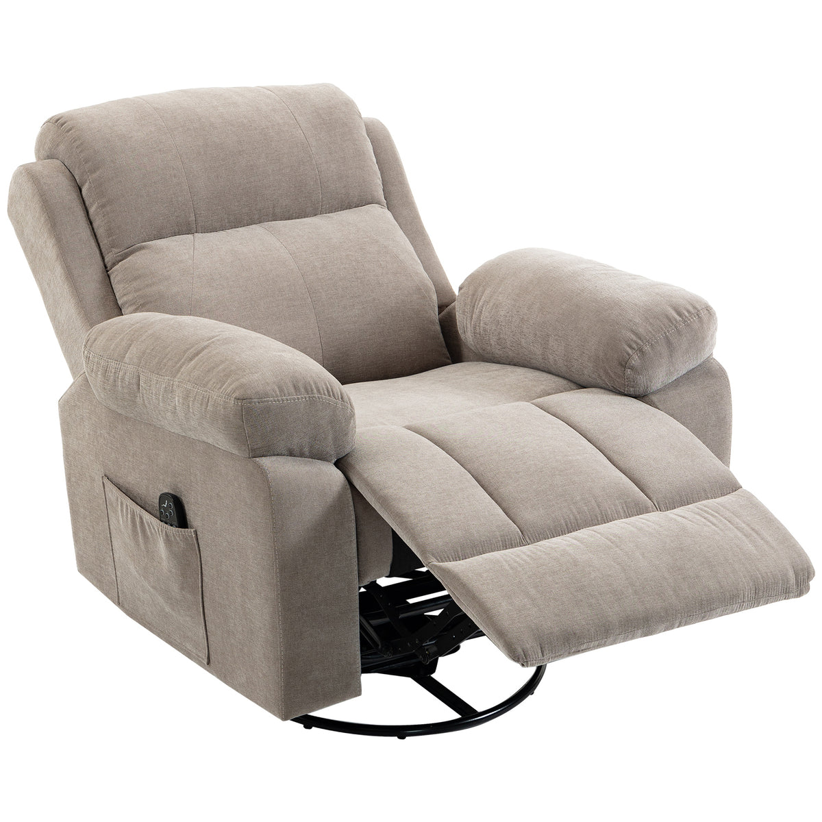 HOMCOM Relaxsessel Fernsehsessel 360° Drehbarer Massagesessel mit Wärme, Massage, Chenille-Optik, Beige