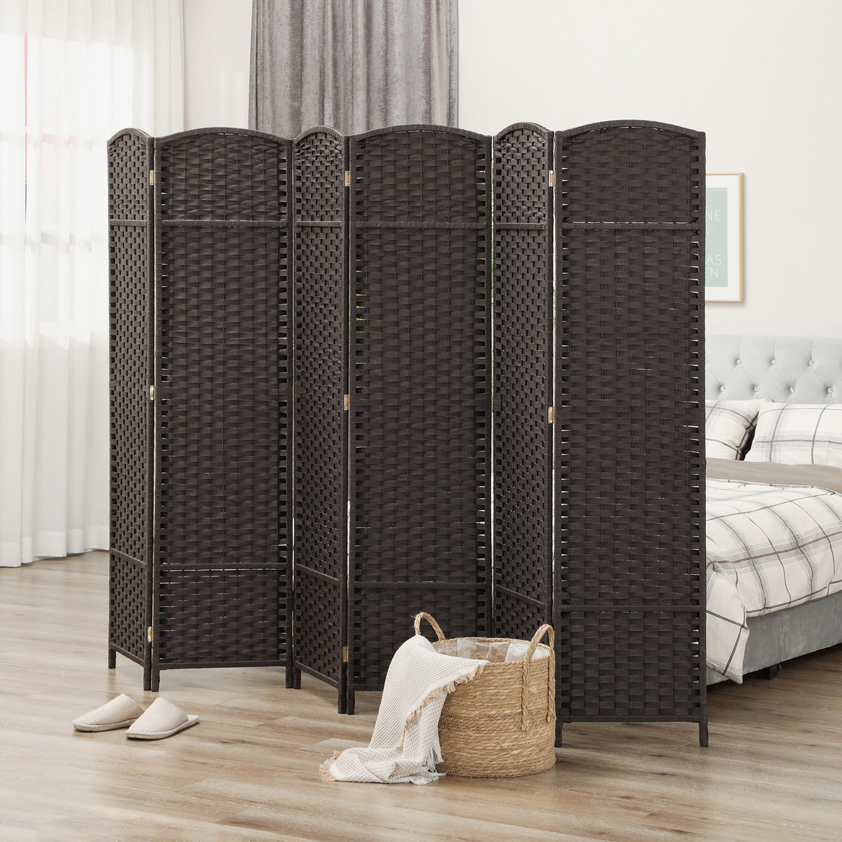 HOMCOM 6-teiliger Raumtrenner, Faltbarer Sichtschutz, Sichtschutzwand für Wohnzimmer, Schlafzimmer – Produktabbildung 10