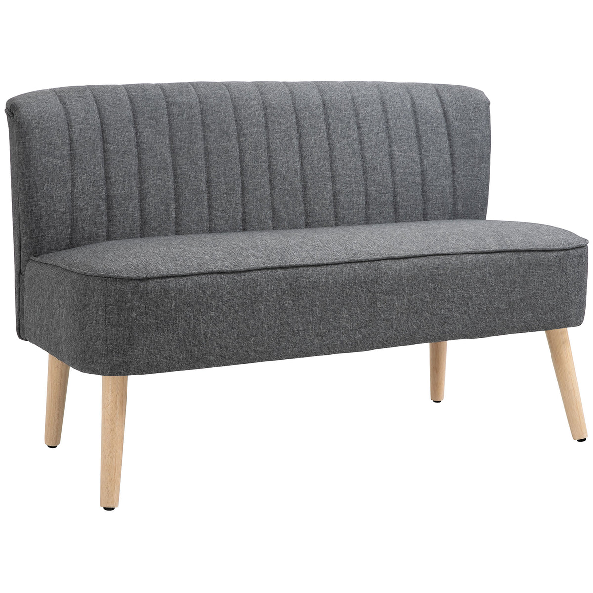 HOMCOM Sofa 2 Sitzer, Polstersofa Leinenoptik, Holzrahmen, Für Wohnzimmer Schlafzimmer, 117 cm, Grau
