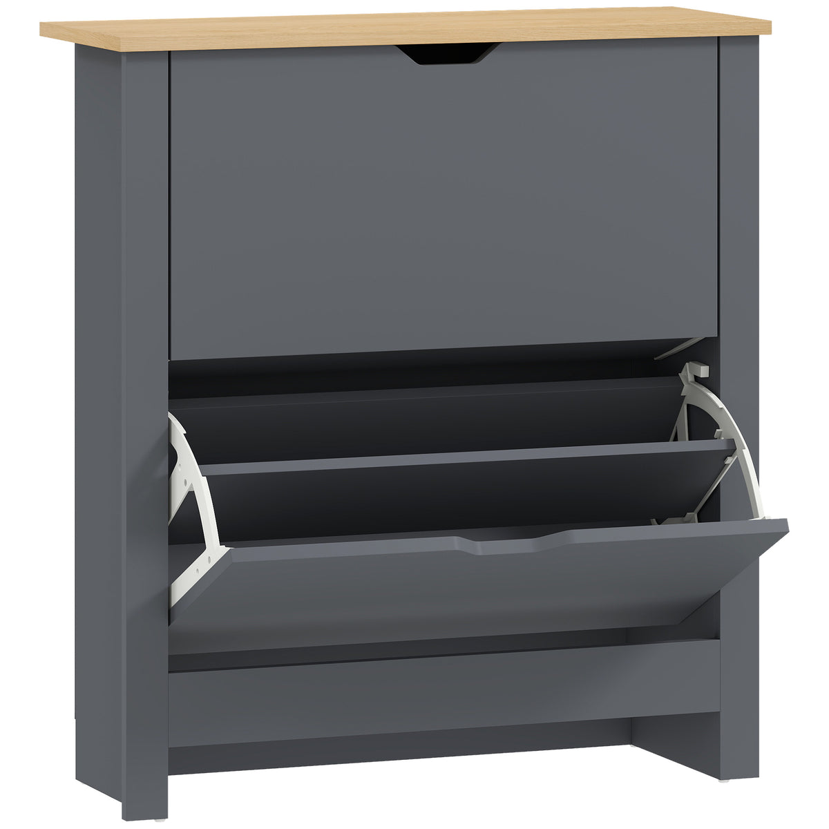 HOMCOM Schuhschrank mit 2 Klappfächern, verstellbar Trennwand für 8-12 Paar Schuhe, 72 x 26 x 80 cm