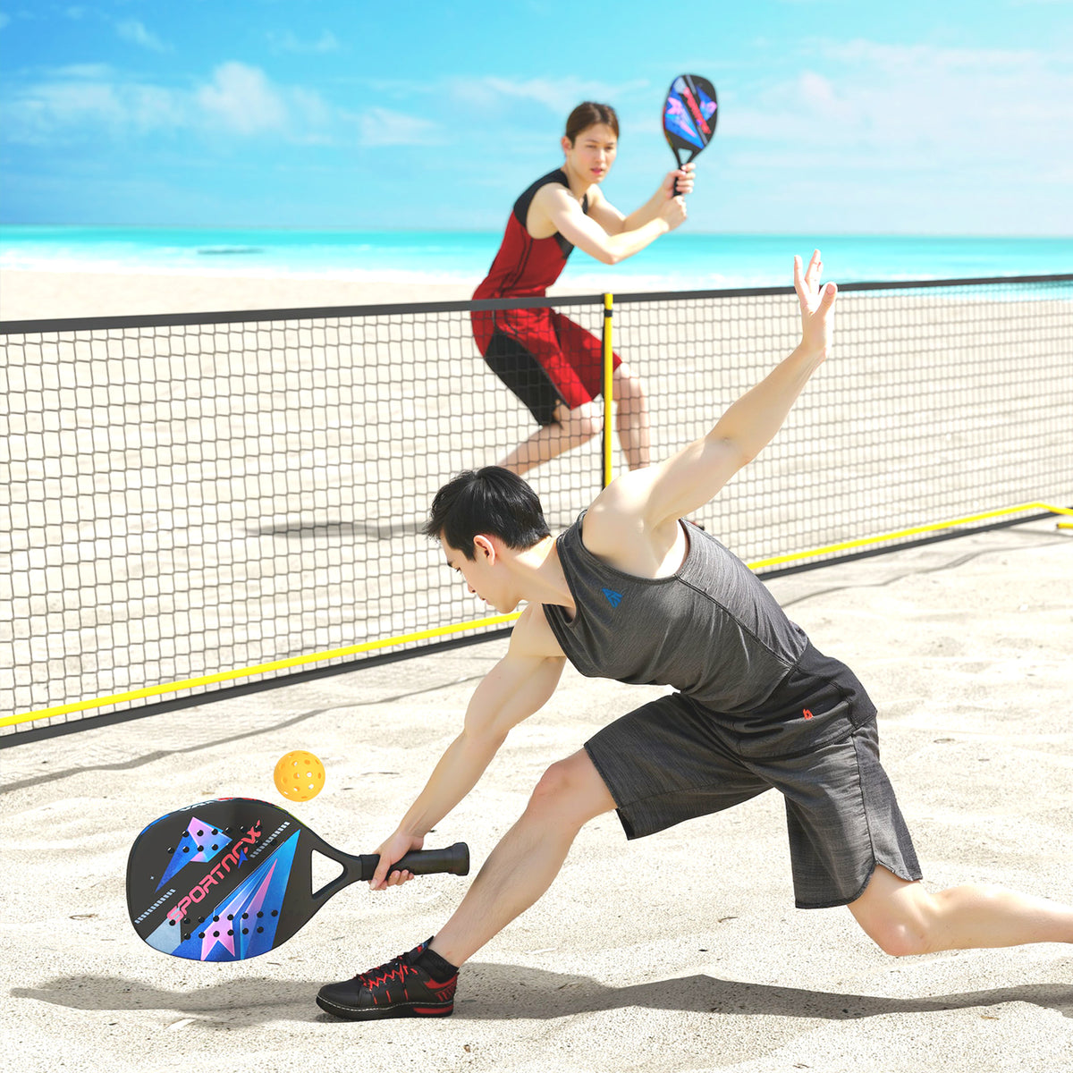 Pickleball Paddles Set Schläger Set mit 2 Schlägern, Kohlefaser Oberfläche rutschfest Griff Tasche für – Produktabbildung 2