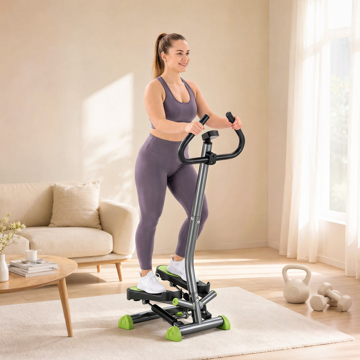 HOMCOM Stepper mit LCD-Monitor 55 x 44 x 108cm Stahl Grau+Grün+Schwarz – Produktabbildung 2