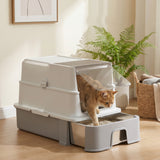 PawHut Katzentoilette aus Edelstahl mit Deckel, XL Katzenstreubox mit Schaufel, herausziehbare Wanne – Produktabbildung 8