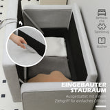 HOMCOM Zweisitzer-Sofa mit Stauraum, Knopfheftung, Kissen, Kautschukbaumholz, 117x62x78cm, Hellgrau – Produktabbildung 4
