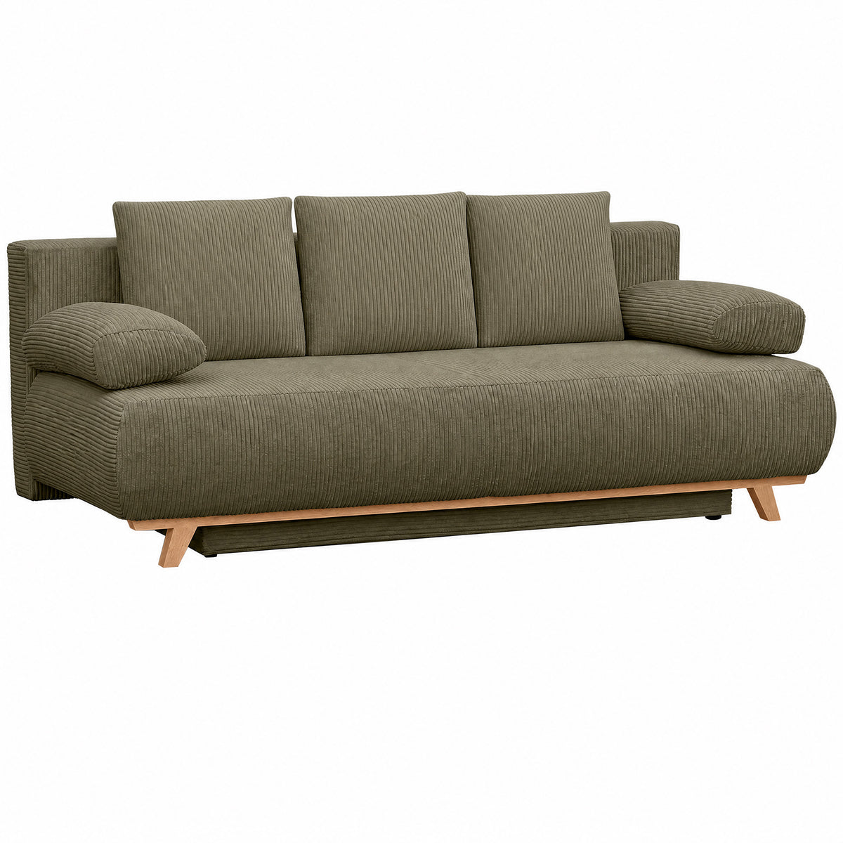 HOMCOM Schlafsofa mit verstellbarer Rückenlehne, Bettfunktion, verstecktem Stauraum und Cordbezug, Dunkelgrün