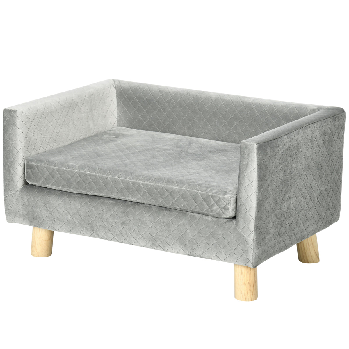 PawHut Hundesofa mit Holzbeinen Hundebett Haustiersofa Hundematte für kleine Hunde bis zu 8 kg Samt-Touch