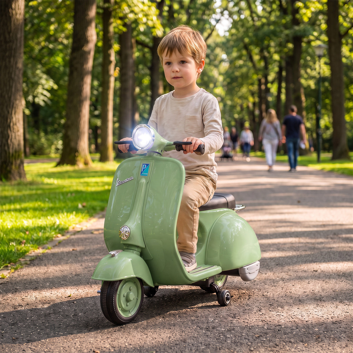Elektro Motorrad Kinder 6 V Elektromotorrad mit Stützrädern, Lithium-Akku, Softstart, Musik, USB – Produktabbildung 2