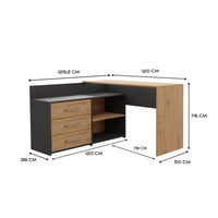 Schreibtisch DANY ANTHRAZIT EICHE ARTISAN – Produktabbildung 7