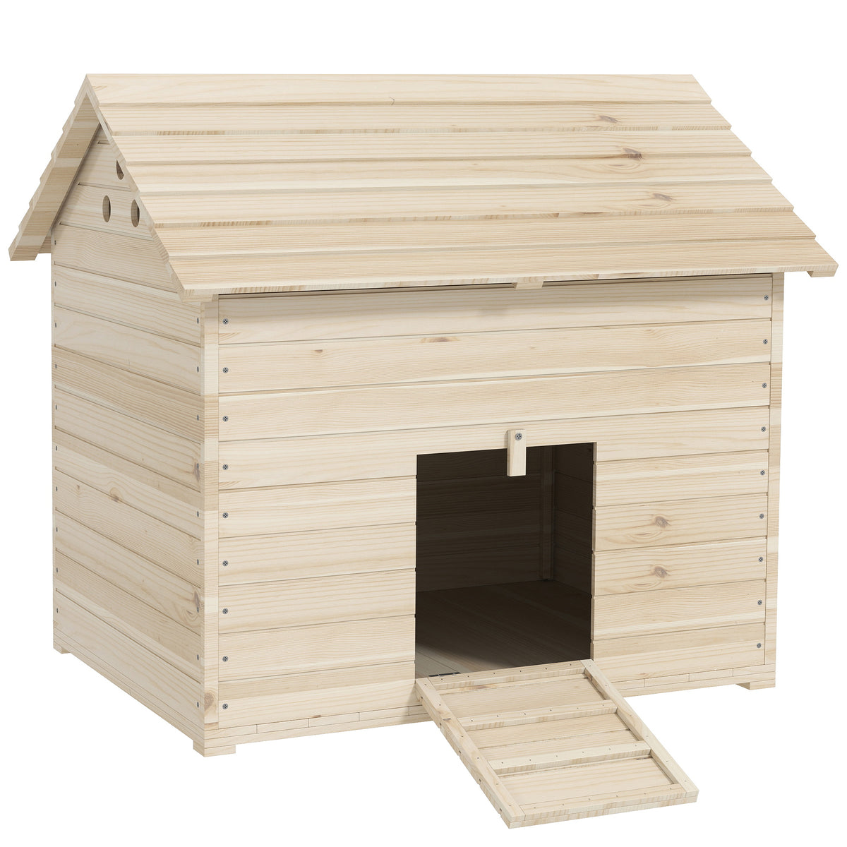 PawHut Entenhaus mit aufklappbarem Kippdach, Geflügelhaus mit erhöhten Boden und Rampe, Tannenholz, 100 x