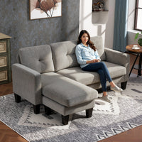 HOMCOM Ecksofa, Eck-Couch mit umkehrbarer Chaiselongue, Sofa in L-Form, Bezug in Leinenoptik, 186 x 130 – Produktabbildung 2