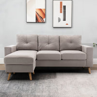 HOMCOM 3-Sitzer-Ecksofa, Leinenoptik, Wendbare Chaiselongue, 193x136x85 cm, Hellgrau – Produktabbildung 10