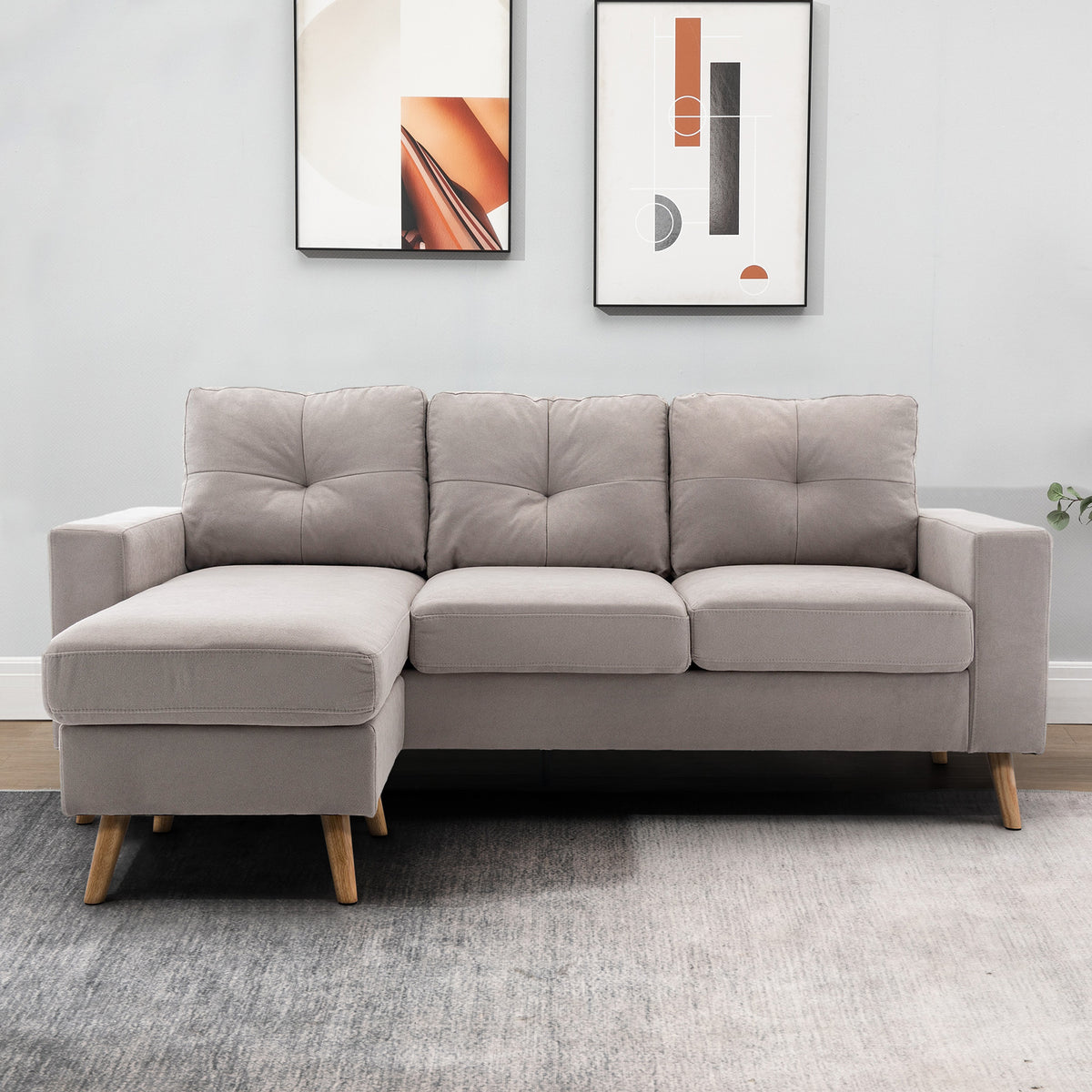 HOMCOM 3-Sitzer-Ecksofa, Leinenoptik, Wendbare Chaiselongue, 193x136x85 cm, Hellgrau – Produktabbildung 10