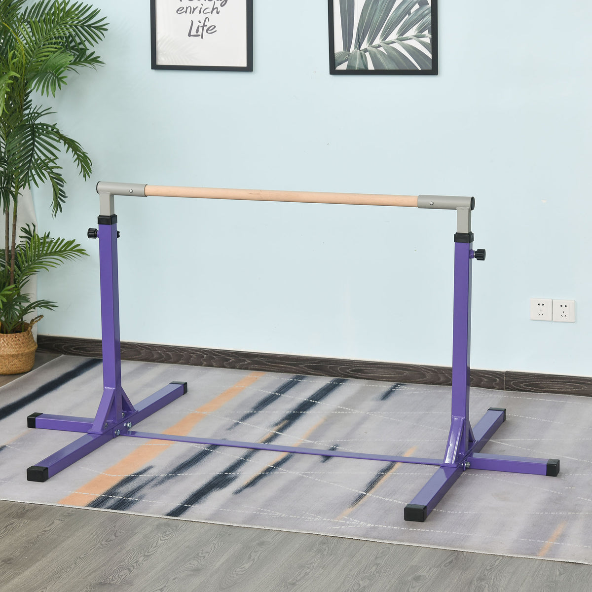 HOMCOM Gymnastik-Turnreck, Reckstange, 13-stufig höhenverstellbar, bis 75 kg belastbar, Stahl – Produktabbildung 2
