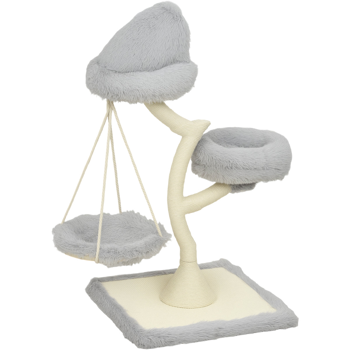 PawHut Kratzbaum 115 cm hoch Katzenbaum mit Baumform 2 waschbaren Betten Hängematte Sisal-Kratzstamm, für