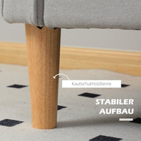 HOMCOM Zweisitzer-Sofa mit Stauraum, Knopfheftung, Kissen, Kautschukbaumholz, 117x62x78cm, Hellgrau – Produktabbildung 6
