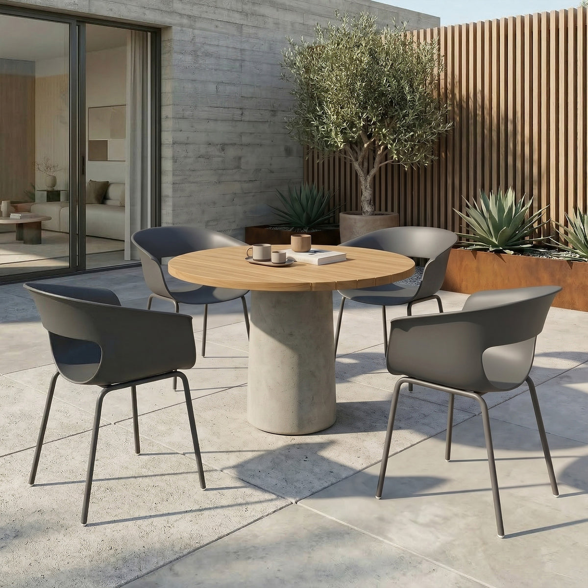 Outsunny Gartenstühle 4er Set ergonomisch Balkonstühle mit Ausschnittdesign Armlehne Wetterfest – Produktabbildung 2