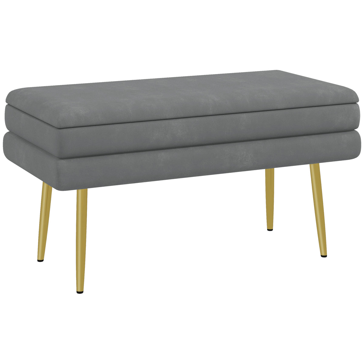 HOMCOM Sitzbank Polsterbank, mit Stauraum, Stahl, 79,5 cm x 37,5 cm x 43 cm, Dunkelgrau