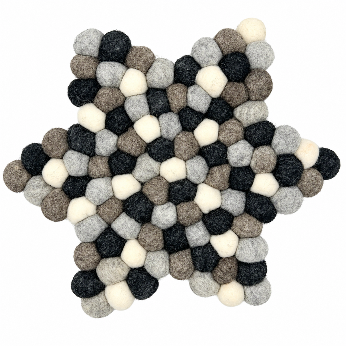 Felt Ball Star Centre Mat -  Multi Grey Colour