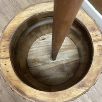 Beer Barrel Table & Parasol Stand – Natural Wood 60 x 48.5 cm