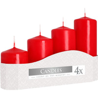 Set of Pillar Candles  50mm (11/16/22/33H) (4 pieces) - Red