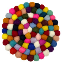 Felt Ball Round Placemat - 20cm Multi Colour