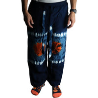 Japanese Style Lounge Pants - Teal & Orange - M