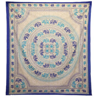 Wall Hanging / Spread - Elephant Mandala - Blues