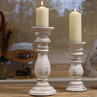Classic Candle Stand - Whitewash -  23x10cm - Small