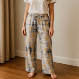 (ML) Nomad Sari On the Med Collection - Lounge Pants - Gold & Blue Greek Motiff - Handpainted
