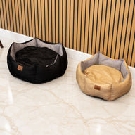 PAW Bed – Large Royal Crown – Black & Grey – 60 × 60 × 26cm