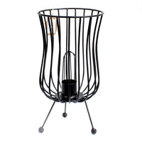 Tall Salt Rock Brazier Lamp, Cable, Bulb, White Salt