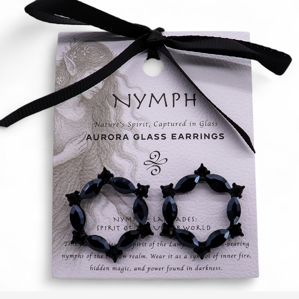 Jet Black - Vintage Glass - Loop - Earrings