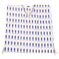 Nomad Sari On the Med Collection - Kaftan - White & Blue Bold Fish Print