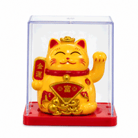 Mini Solar Powered Money Cat in Box - Yellow