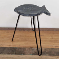 Albasia Wood Fish Stand - Greywash