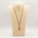 Cord Necklace Gemstone Pendant - Red Jade Clover