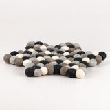 Felt Ball Star Centre Mat -  Multi Grey Colour
