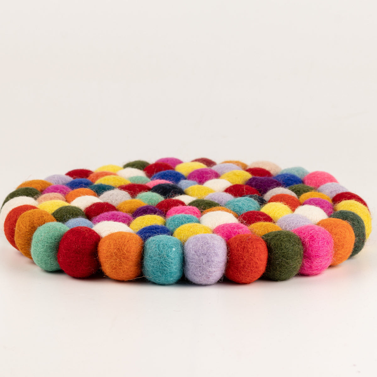 Felt Ball Round Placemat - 20cm Multi Colour