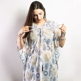 Nomad Sari On the Med Collection - Kaftan - Gold & Blue Greek Motiff - Handpainted