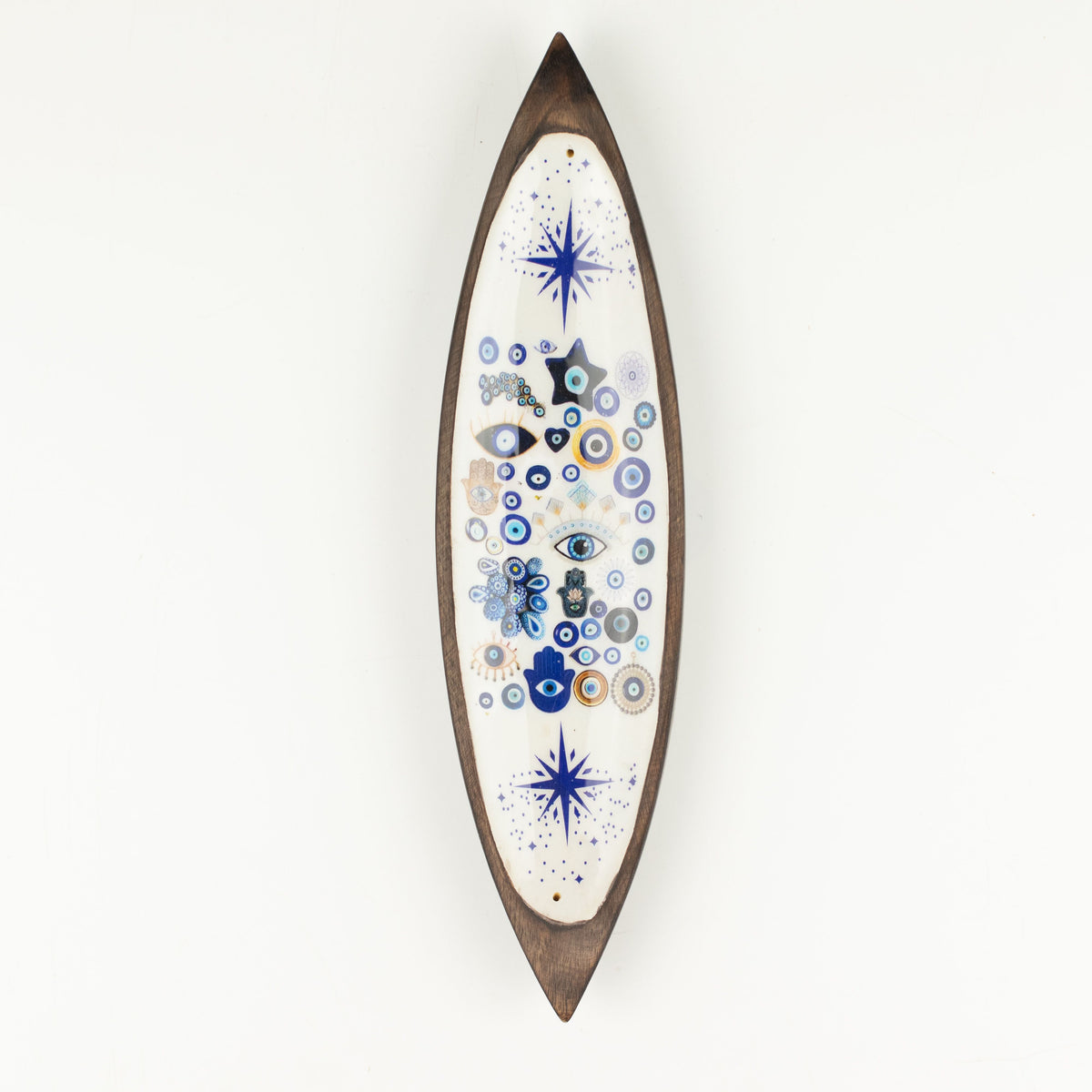Enamel Incense Bowl - Mango Wood - Evil Eye