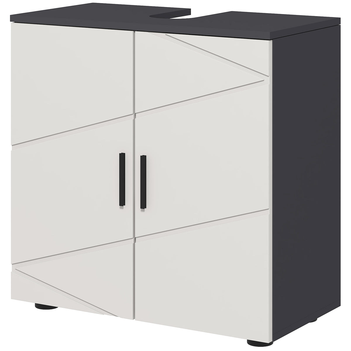 KleanKin Badezimmerschrank, Badkommode, Waschbecken-Unterschrank, 2 Ebenen, Holz, Hellgrau