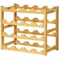 HOMCOM Weinregal aus Bambus für 16 Weinflaschen, 4 Regale, 43 cm x 23,5 cm x 38 cm Natur – Produktabbildung 10
