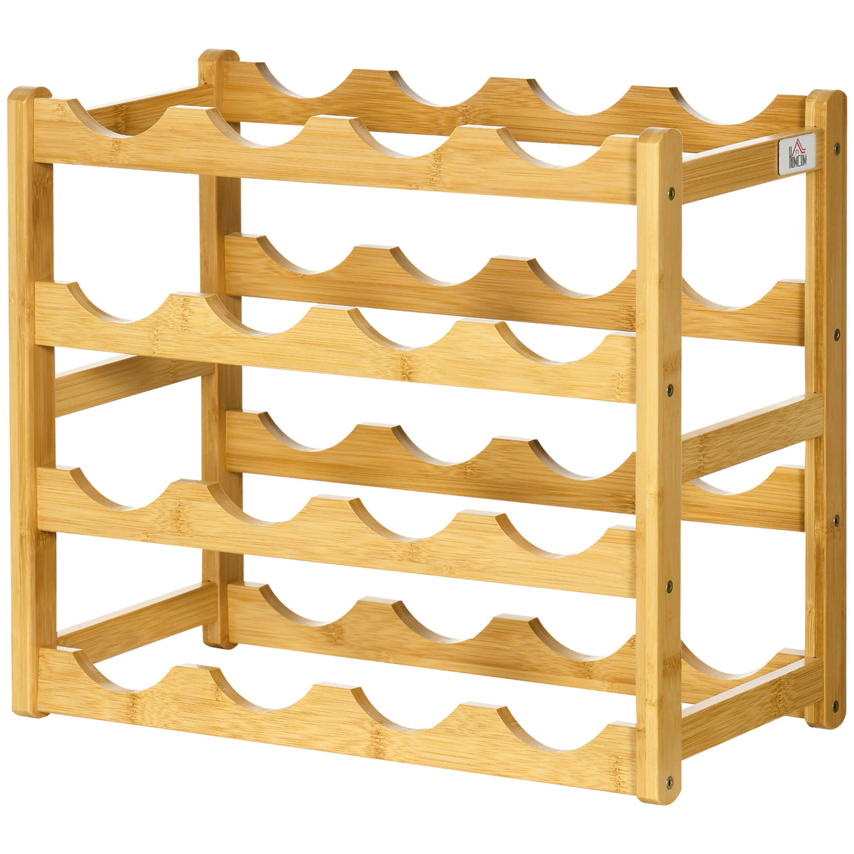 HOMCOM Weinregal aus Bambus für 16 Weinflaschen, 4 Regale, 43 cm x 23,5 cm x 38 cm Natur – Produktabbildung 10
