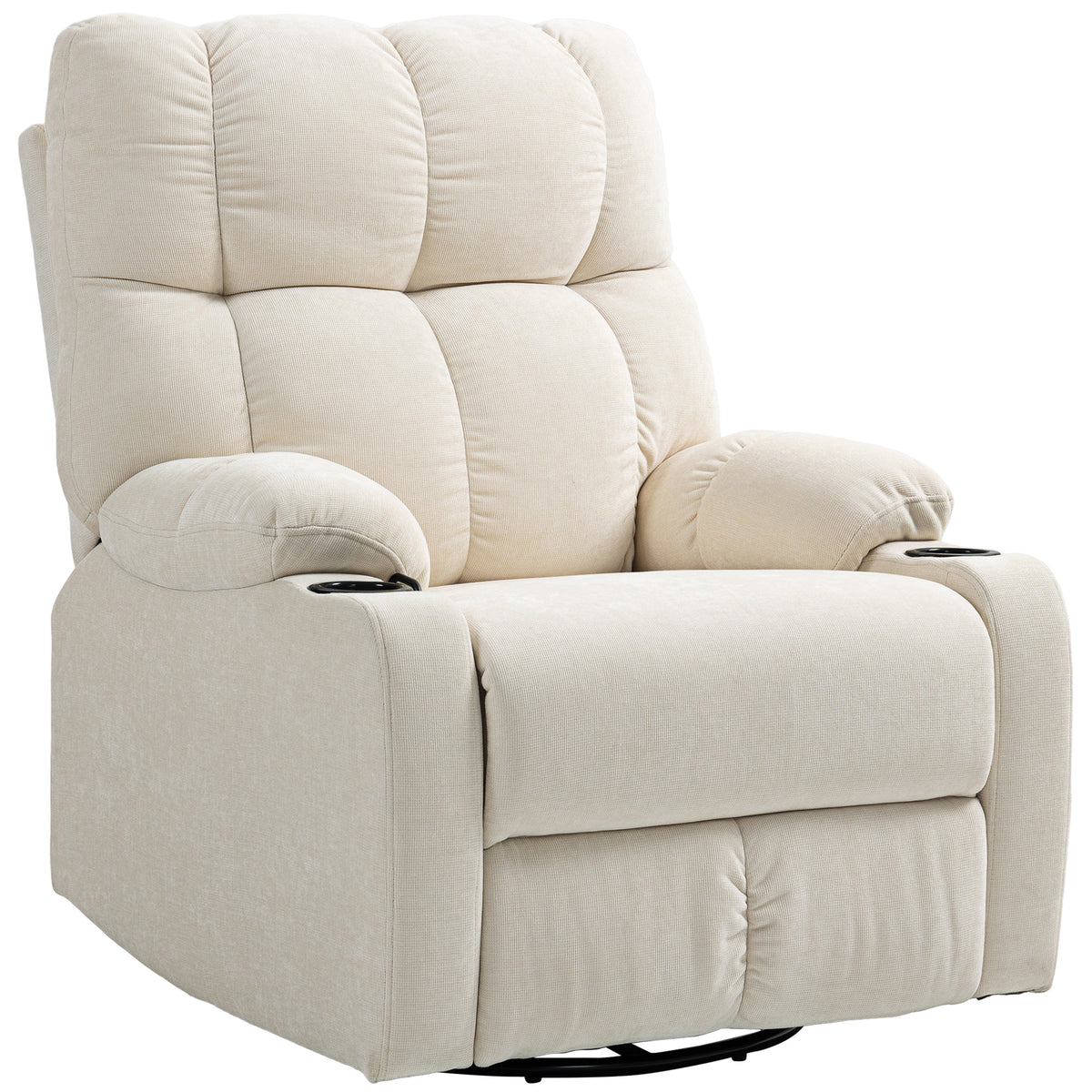 HOMCOM Relaxsessel mit Fußstütze, Liegesessel, drehbar, bis 150 kg, Stahlrahmen, 88x96x108cm, Beige