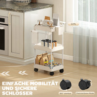 HOMCOM Aufbewahrungswagen, 3 Körbe, Handtuchhalter, Räder, Griff, Metallgestell, Weiß – Produktabbildung 6